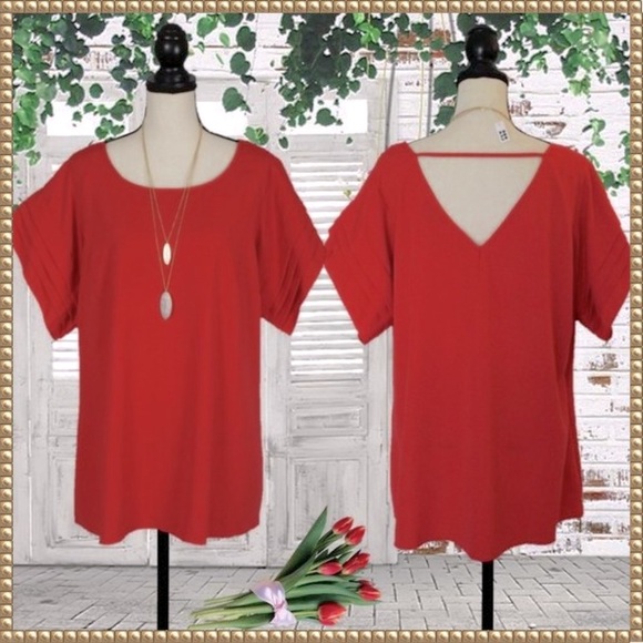 City Chic Tops - NWOT City Chic Berry Red Bell Sleeve Tunic Size 20